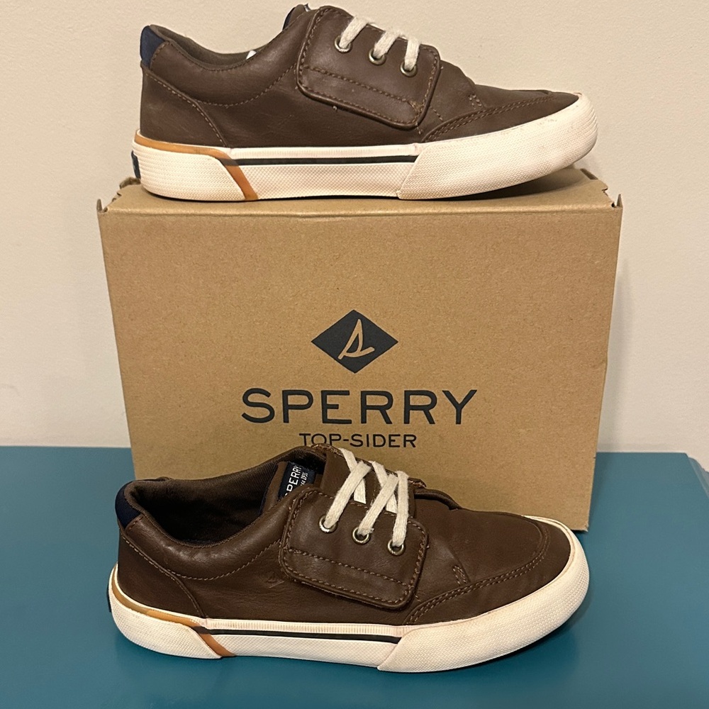 Sperry Dark Brown Leather Shoes with White Accents